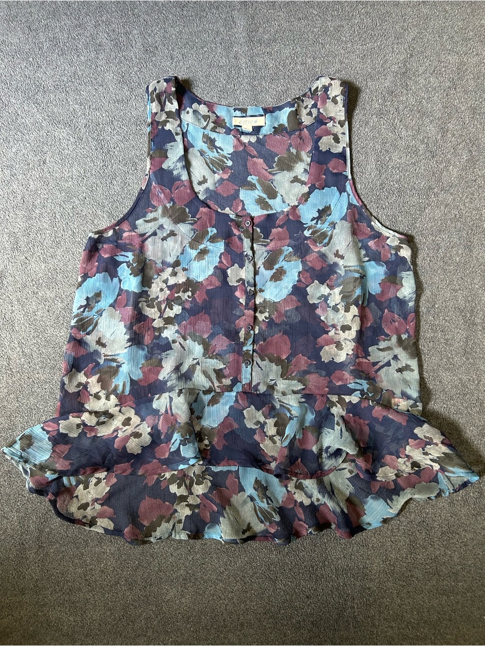 Aerie Blue Floral Semisheer Tank Top